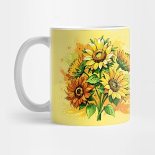 Sunflowers ink wash painting Mug